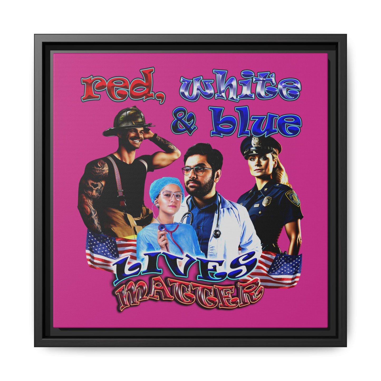 rw&b lives matter - framed canvas art (pink)