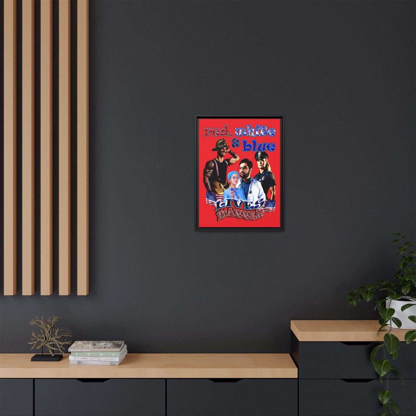 rw&b lives matter - framed canvas art (red)