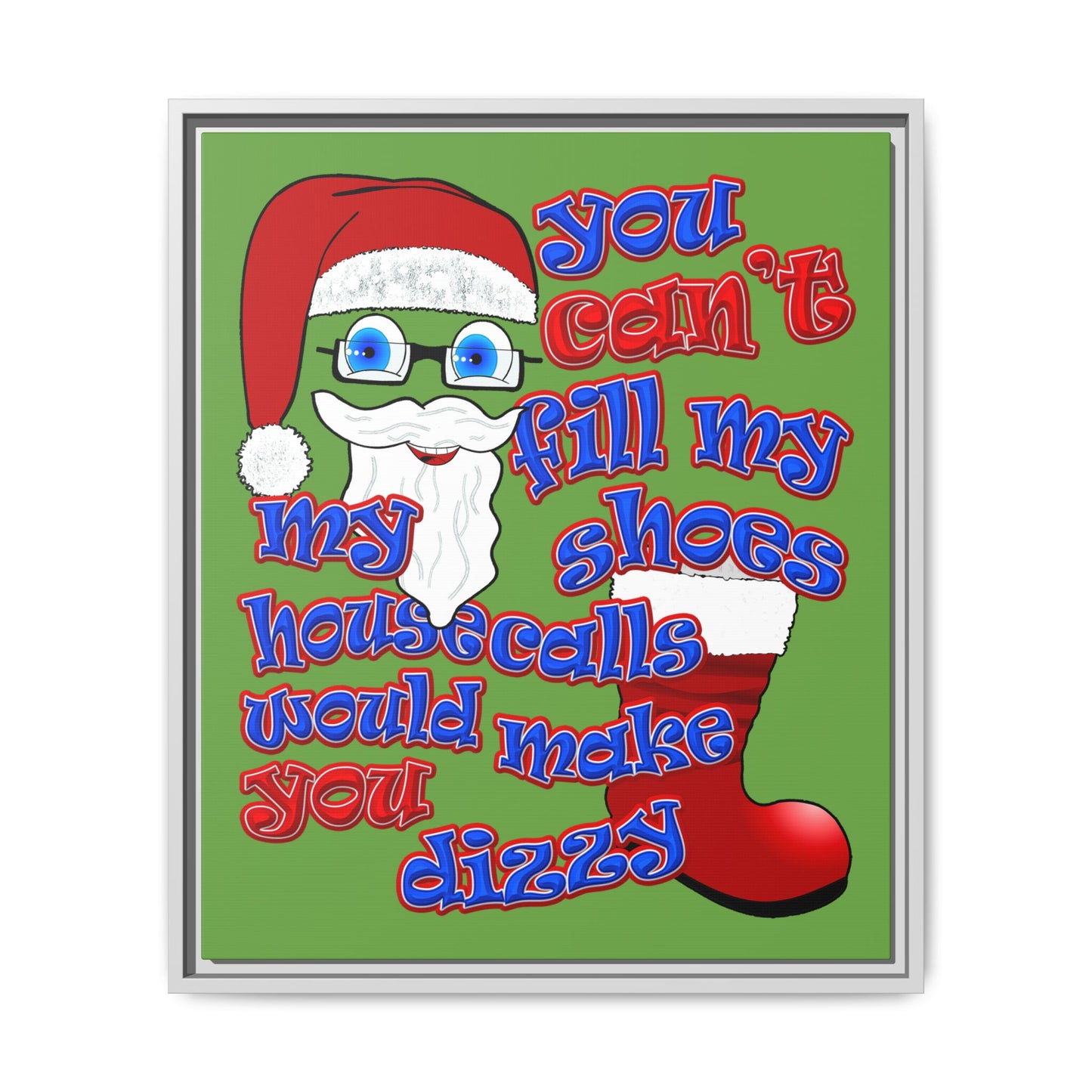 santa's shoes - framed canvas art (green)