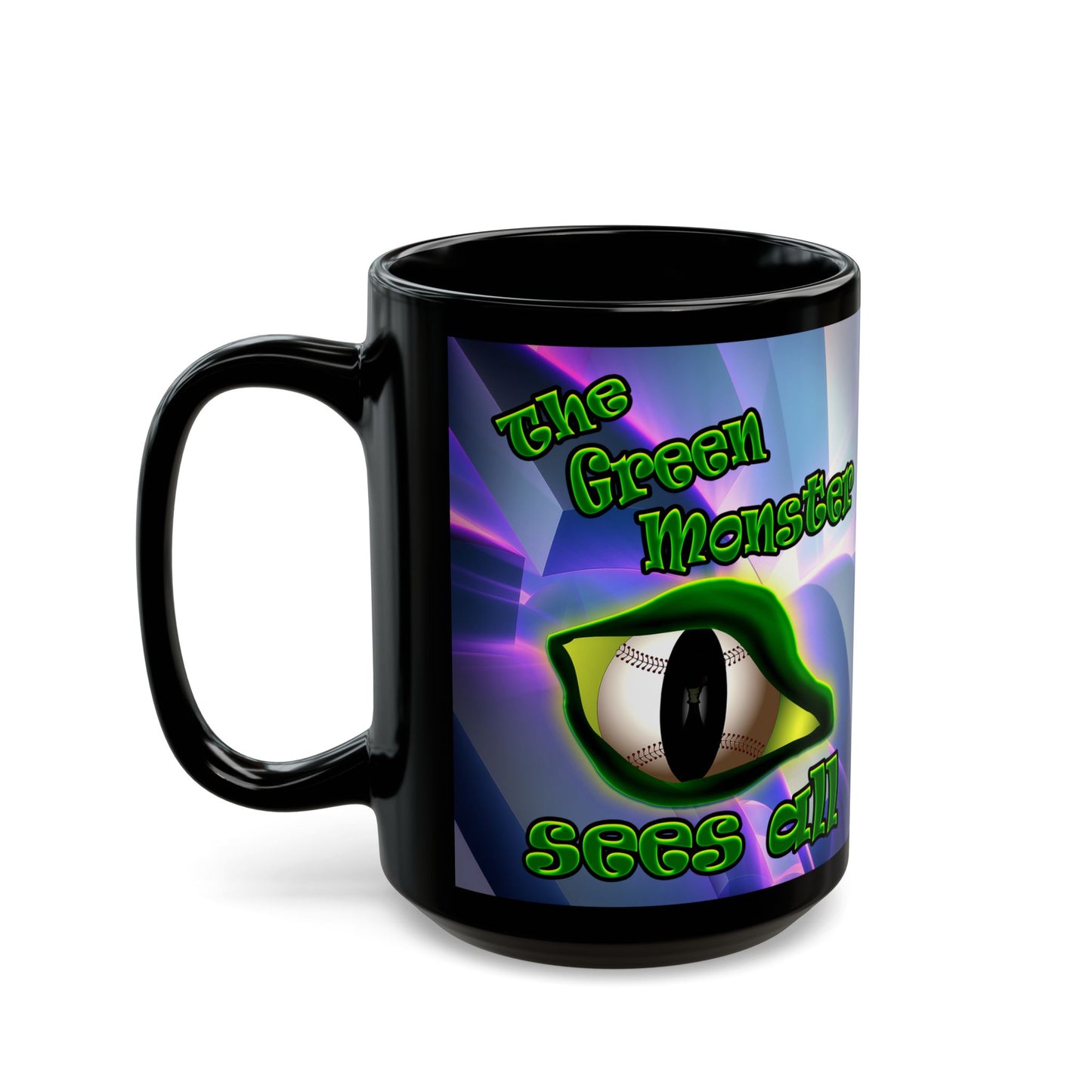 green monster - Black Mug (grey-pink wave)