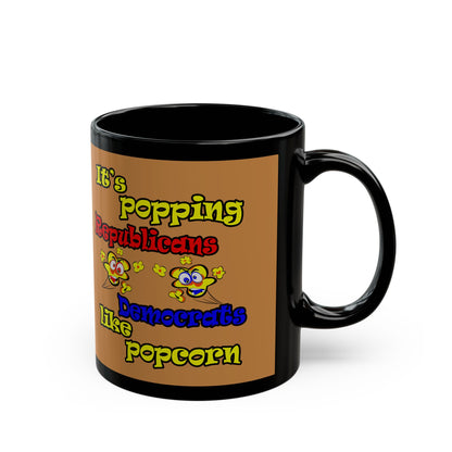 popping like popcorn - Black Mug (light brown)