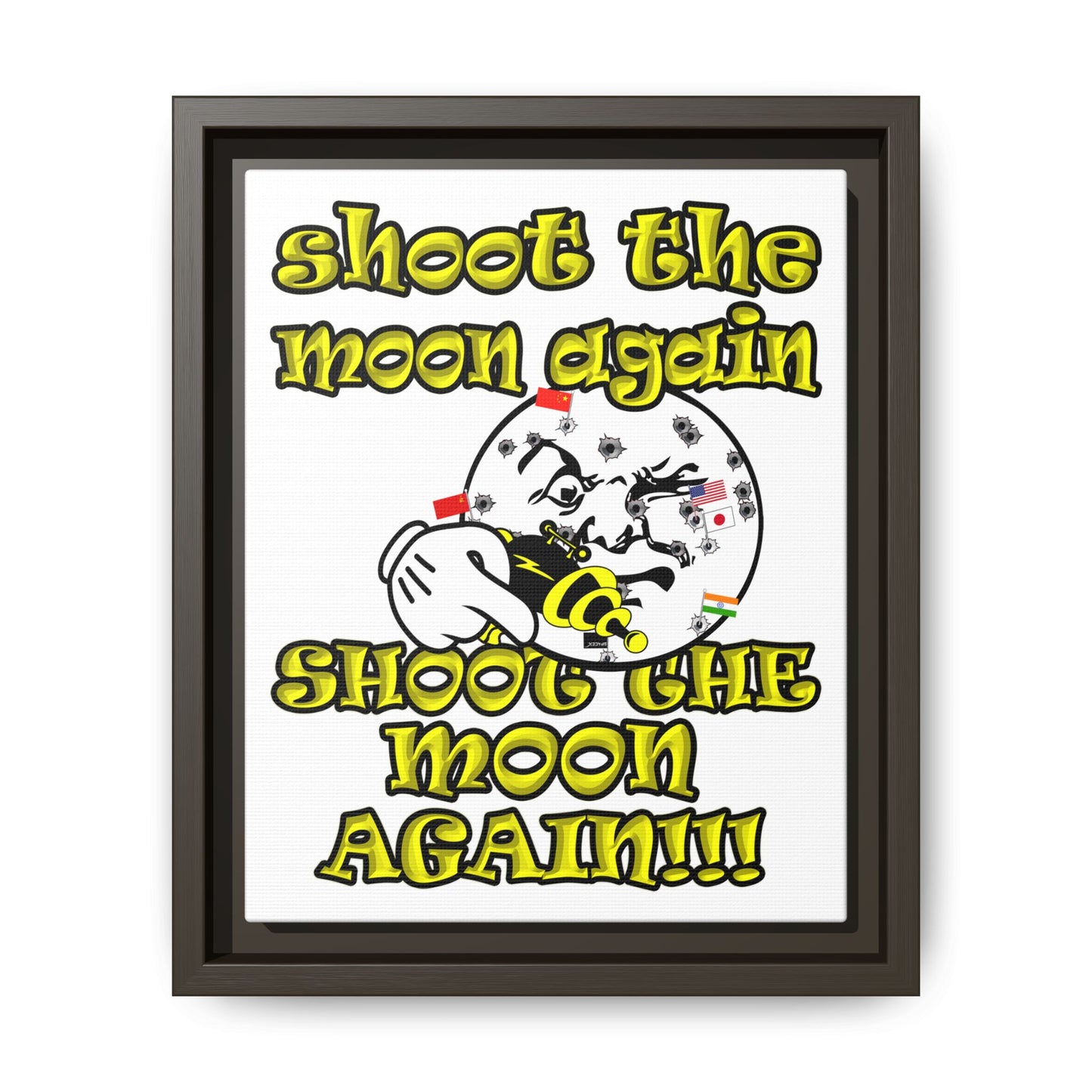 shoot the moon again - framed canvas art (white)