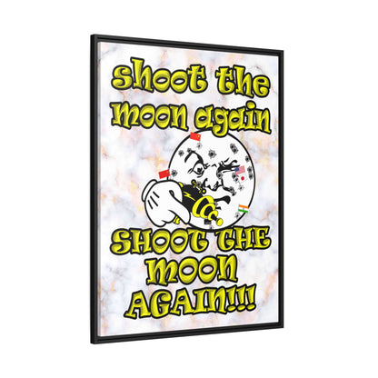 shoot the moon again - framed canvas art (white marble)