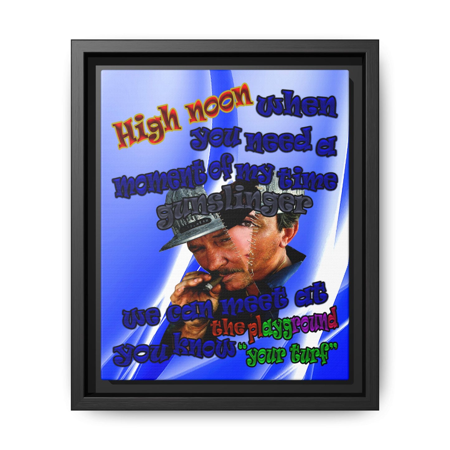 high noon - framed canvas art (blue-white wave)