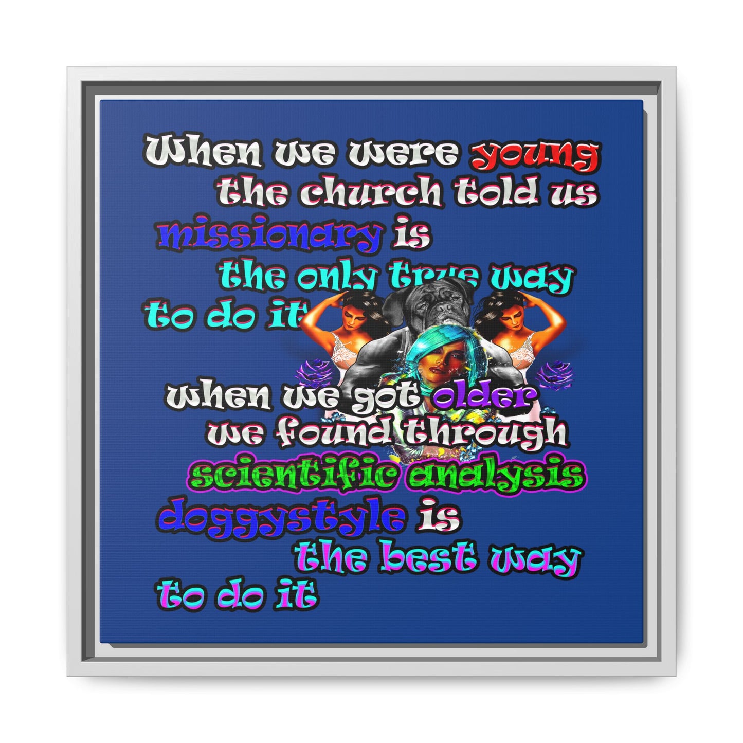 doggystyle - framed canvas art (dark blue)