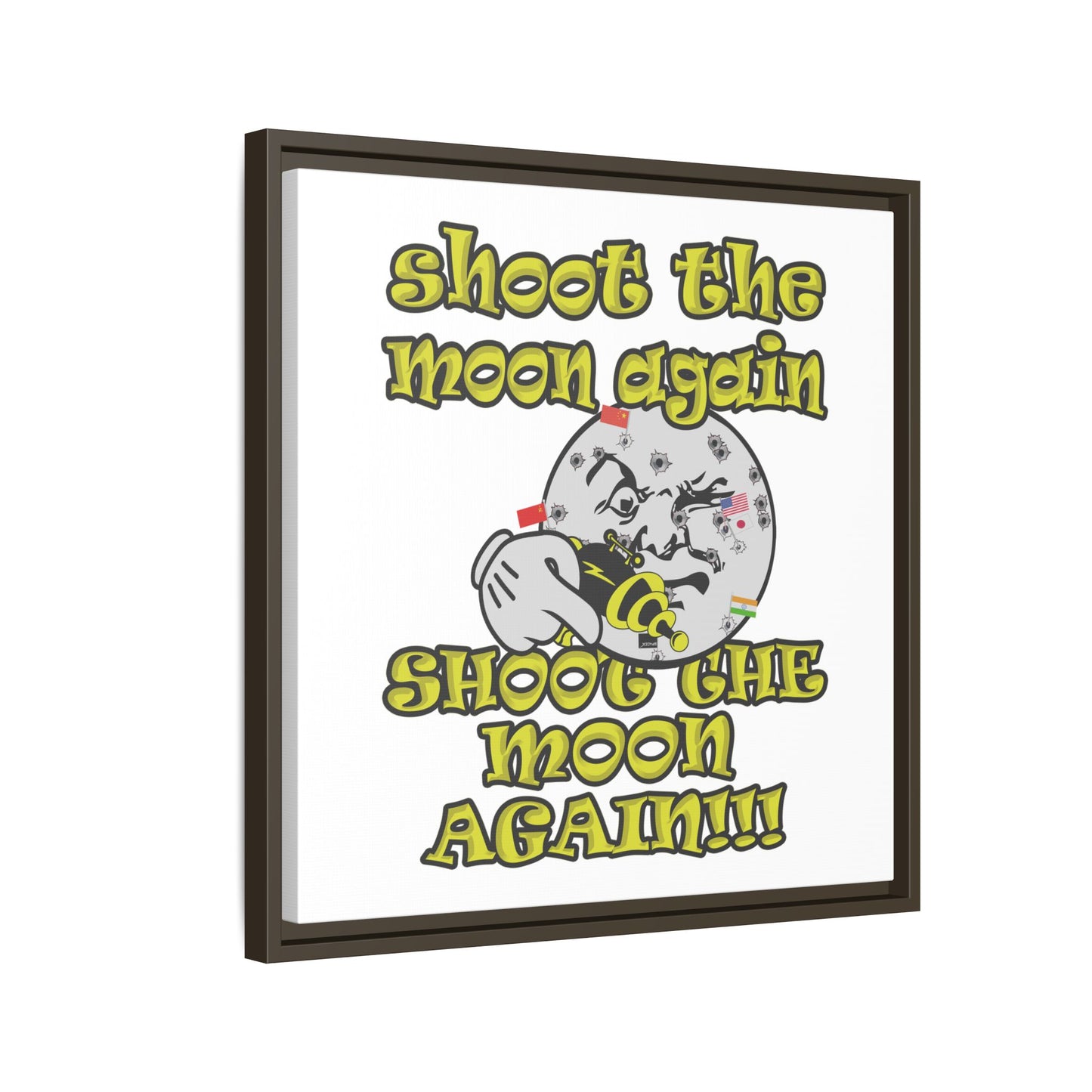 shoot the moon again - framed canvas art (white)