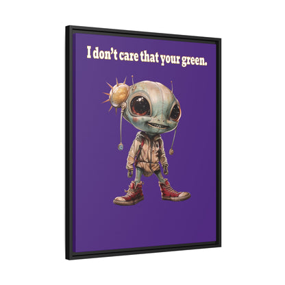 I don't care that your green - framed canvas art (purple)