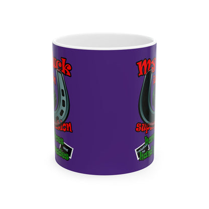my luck - White Mug (purple)