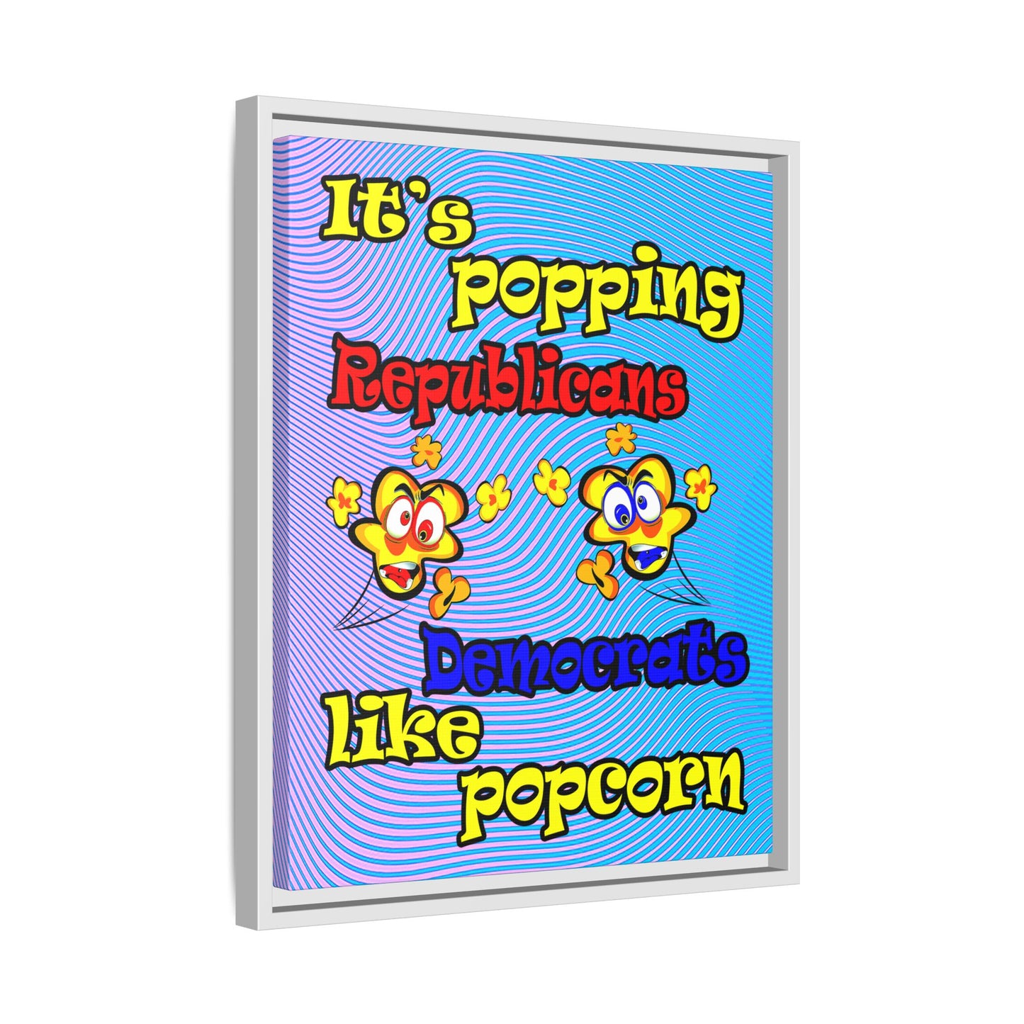 popping like popcorn - framed canvas art (light blue-purple wave)