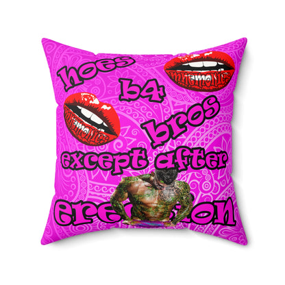 hoes b4 bros - Faux Suede Square Pillow - (pink swirl)