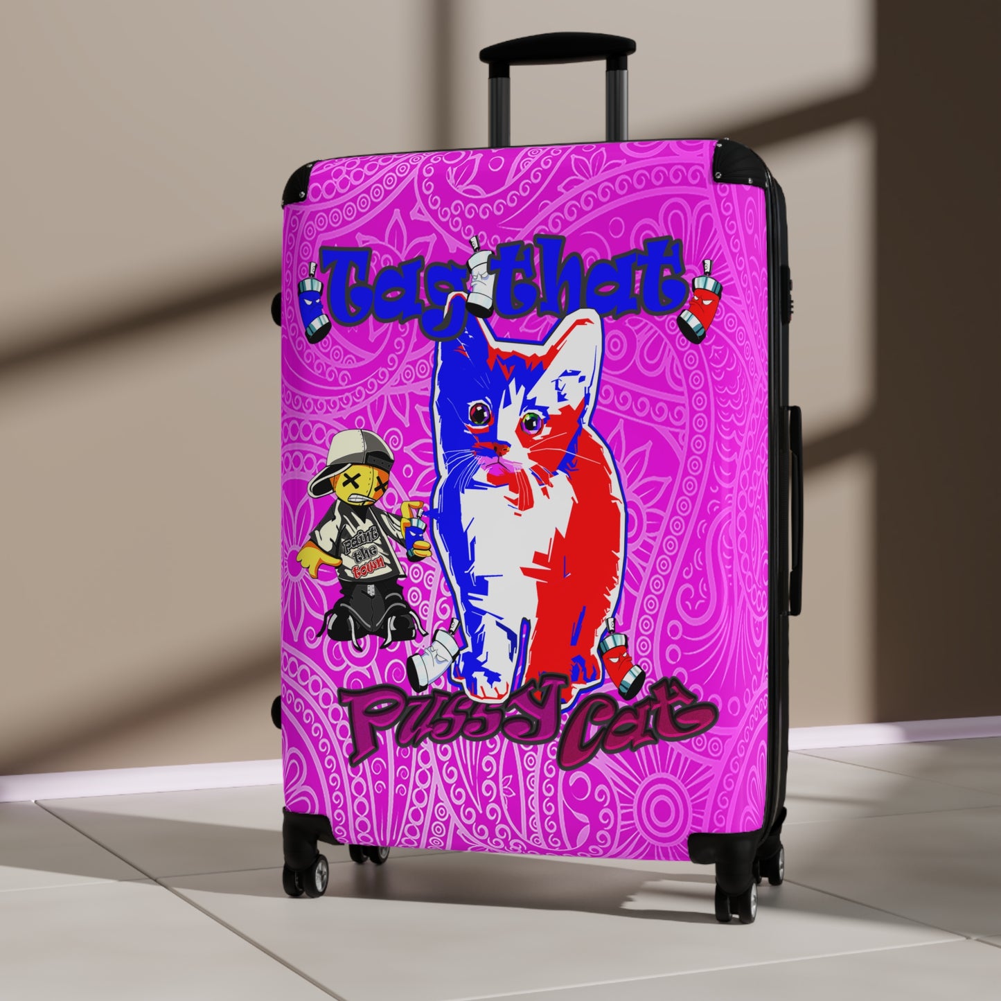 tag that - Suitcase (pink swirl)