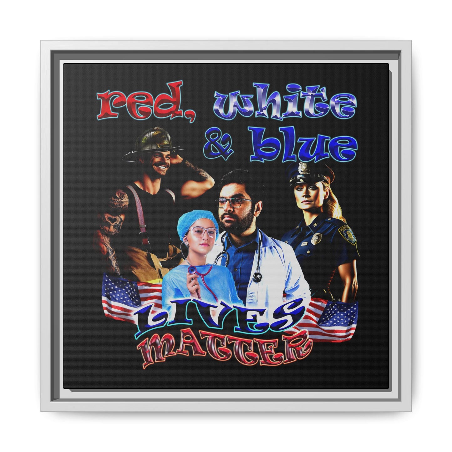 rw&b lives matter - framed canvas art (black)
