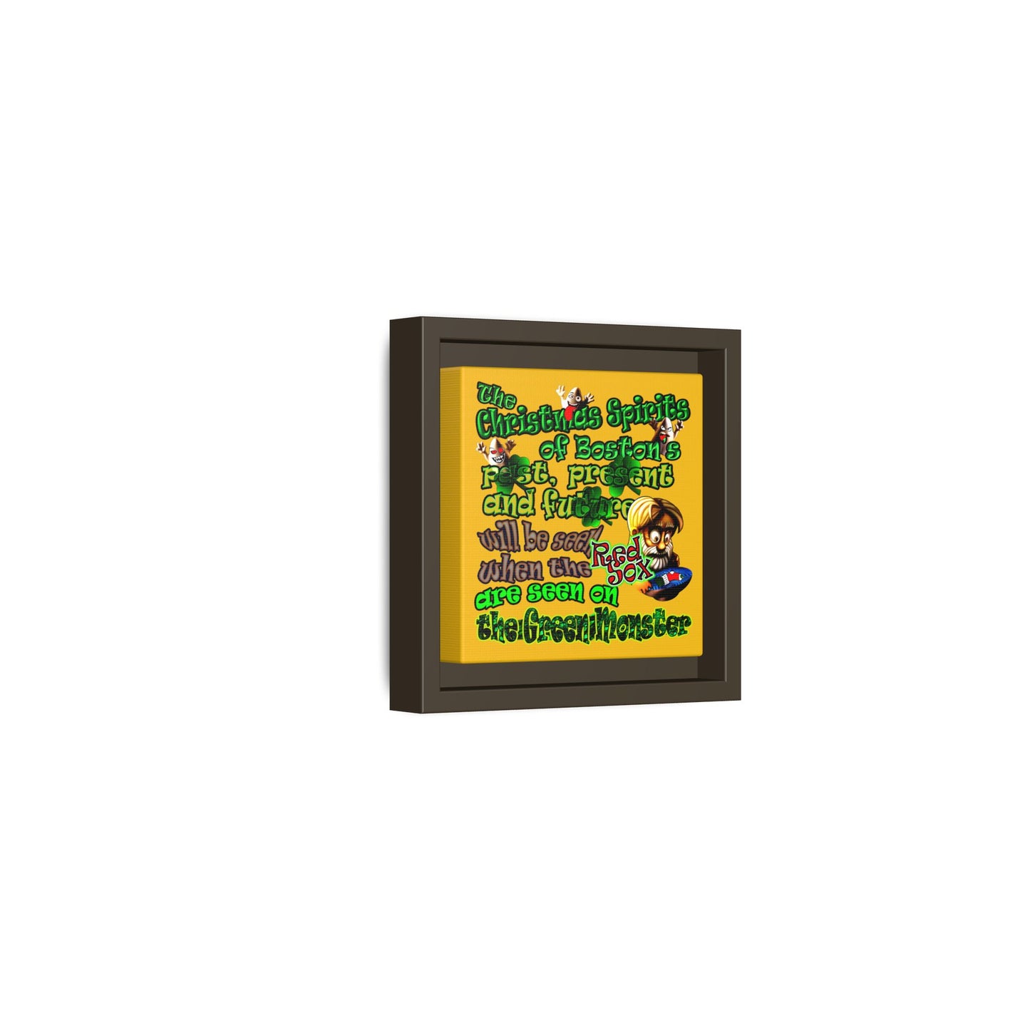 christmas spirits of boston - framed canvas art (yellow)