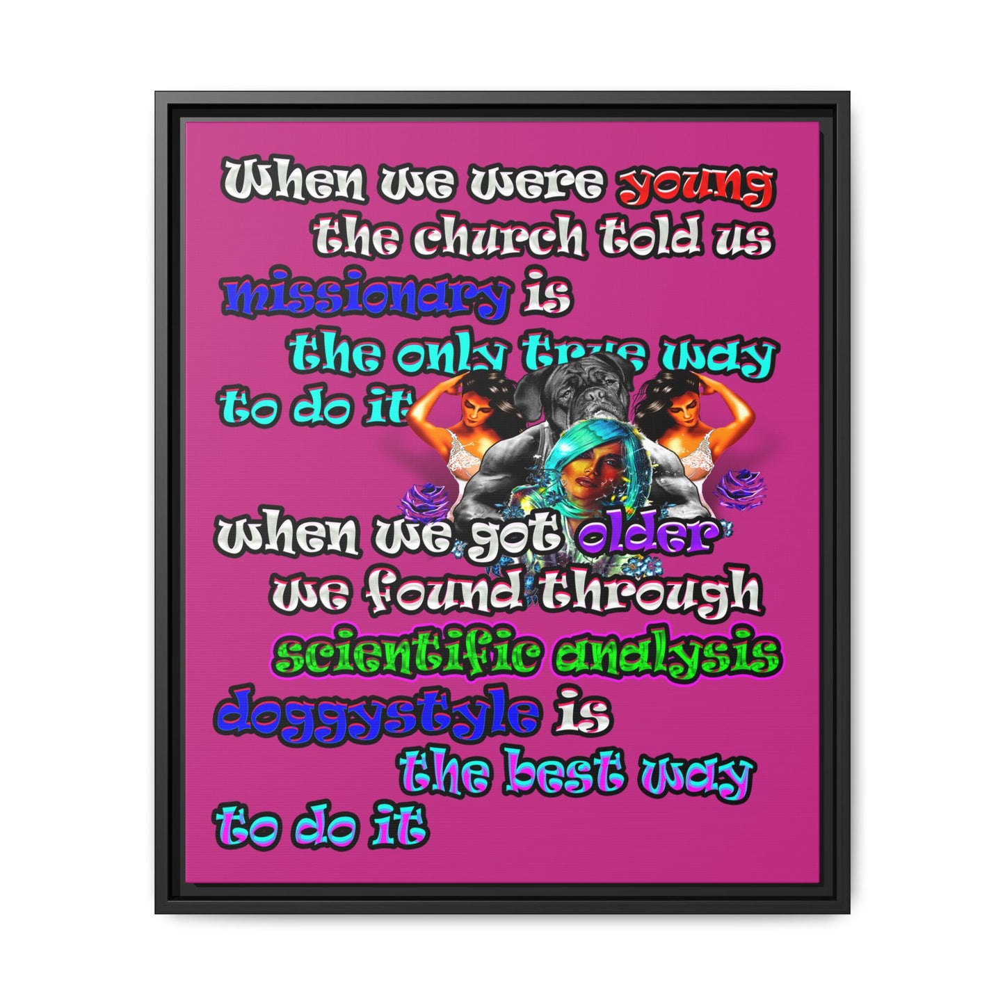 doggystyle - framed canvas art (pink)