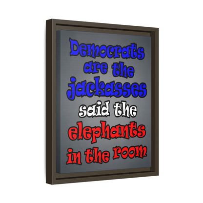 donkeys and elephants - framed canvas art (grey-light grey)