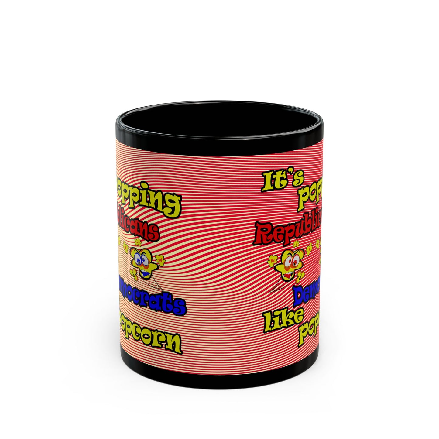 popping like popcorn - Black Mug (yellow-orange wave)