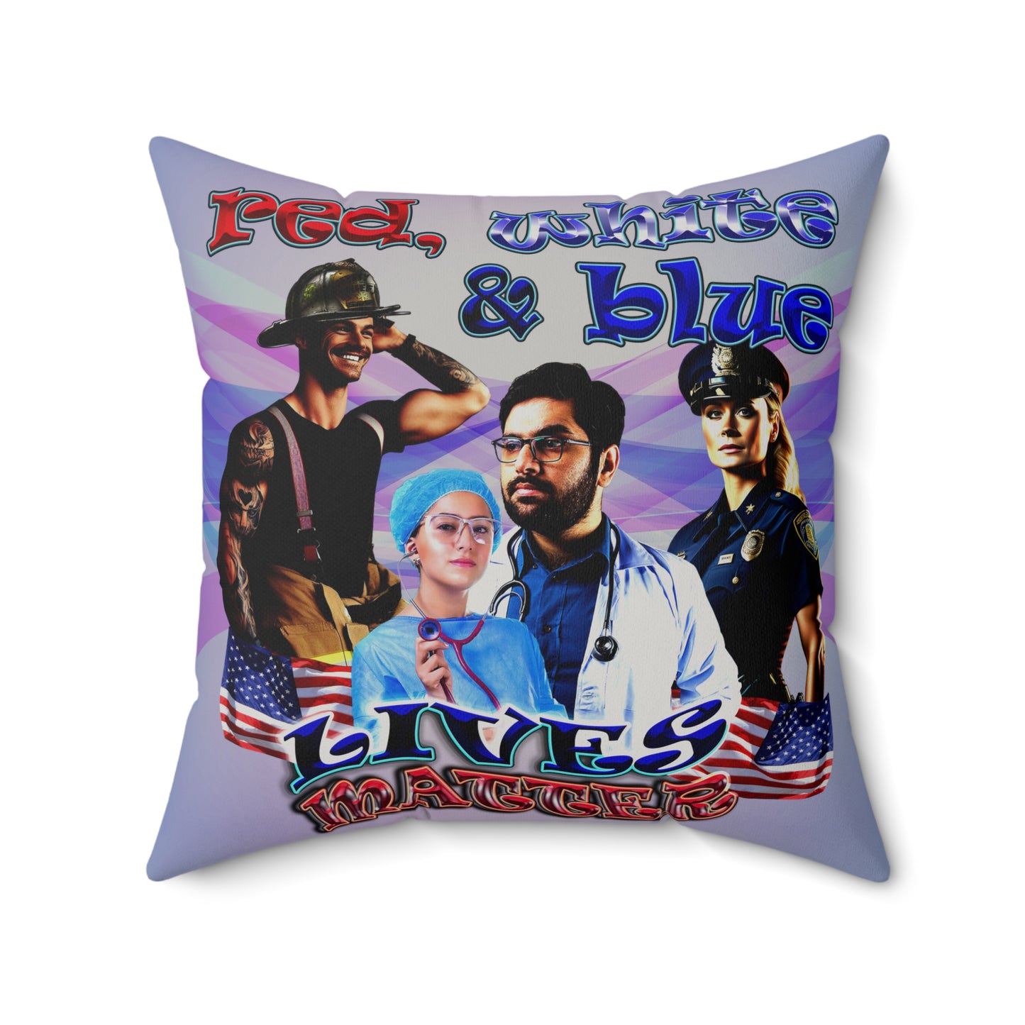 rw&b lives matter - Faux Suede Square Pillow - (light blue-pink wave)