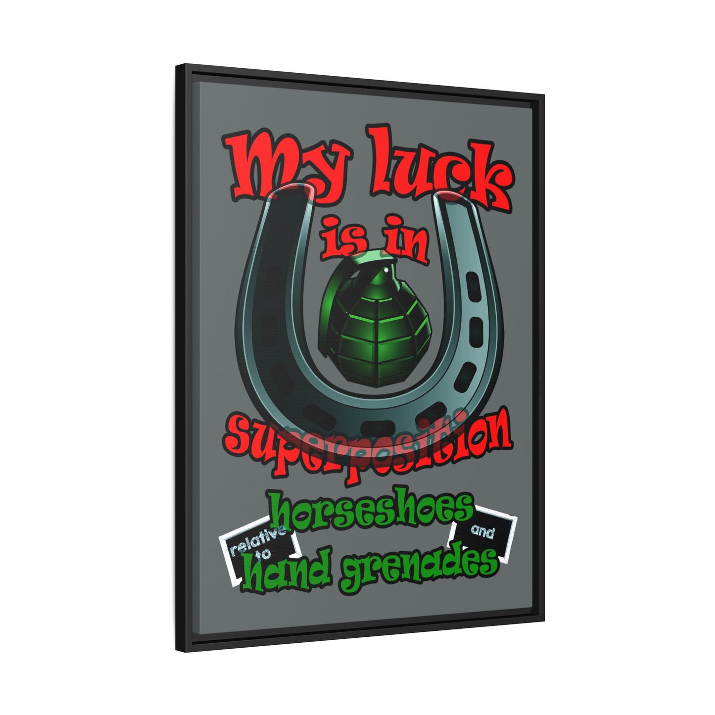 my luck - framed canvas art (dark grey)