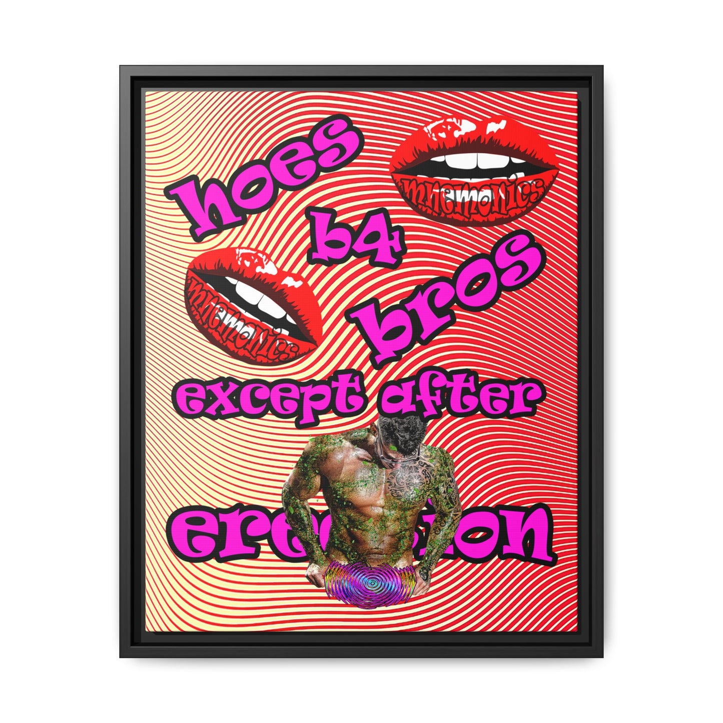 hoes b4 bros - framed canvas art (yellow-orange wave)