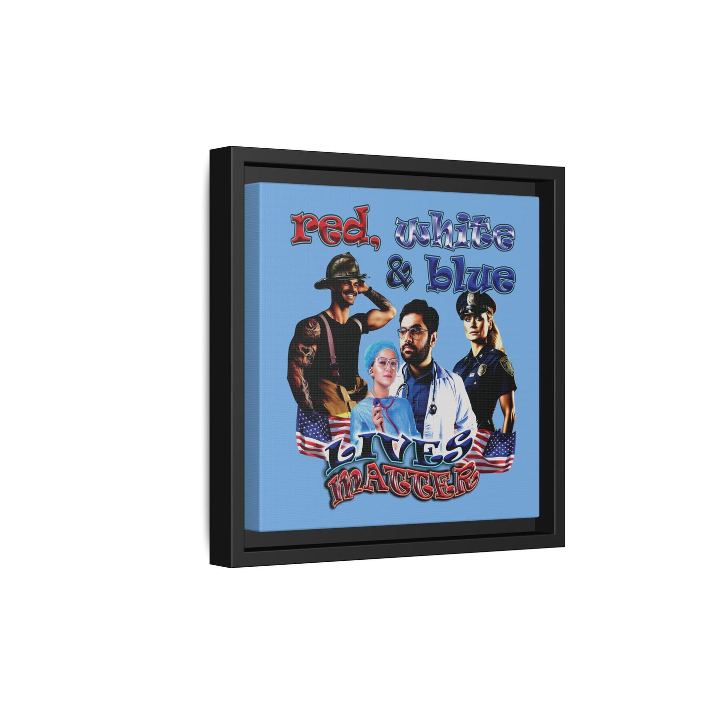 rw&b lives matter - framed canvas art (light blue)