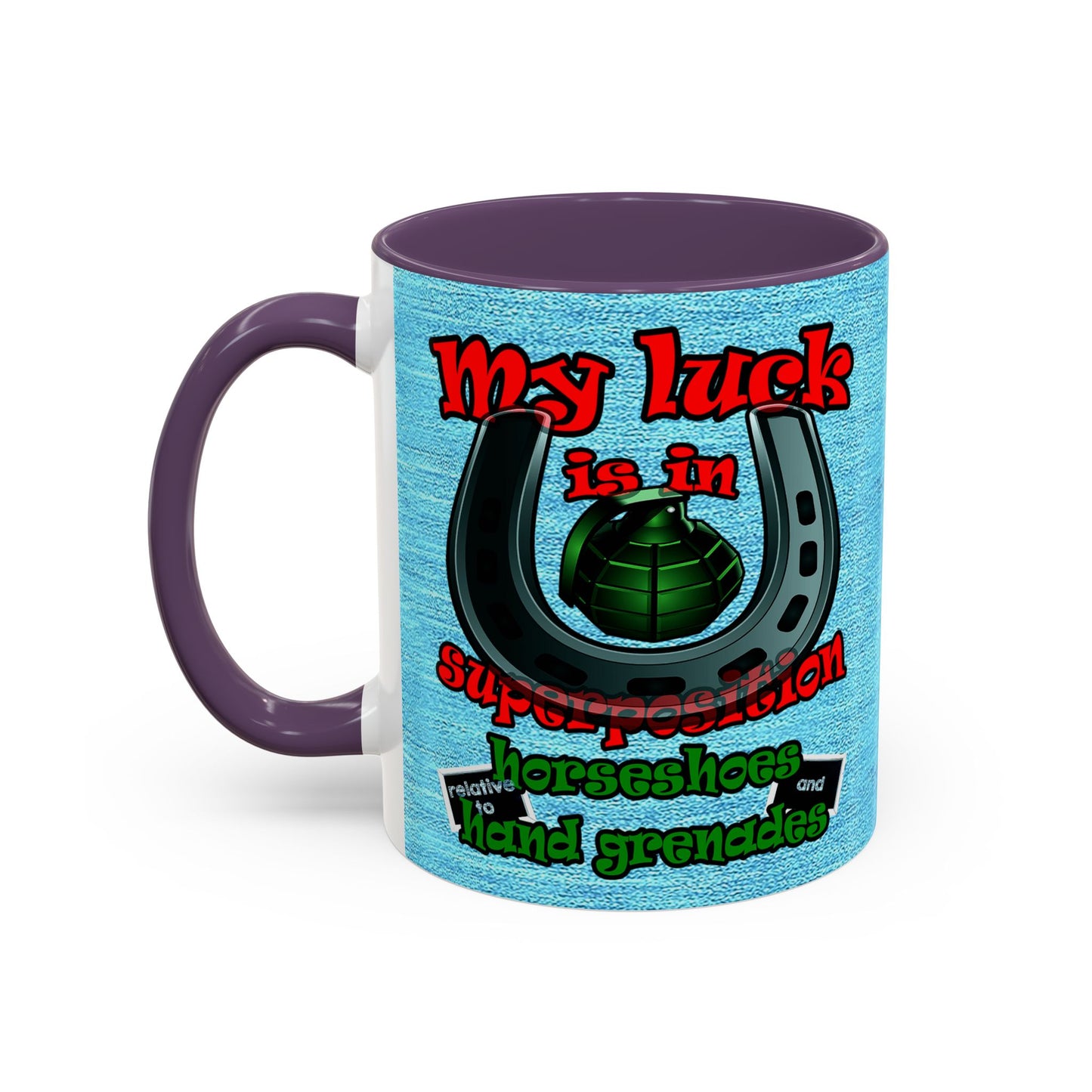 my luck - Accent Mug (faded dark blue)
