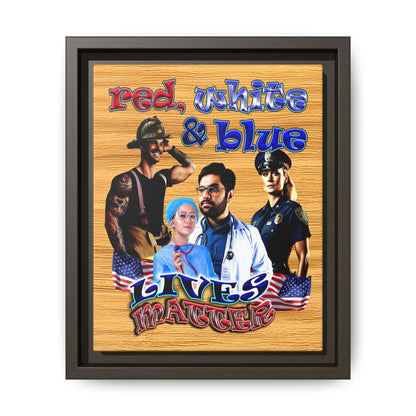 rw&b lives matter - framed canvas art (butterscotch wood finish)