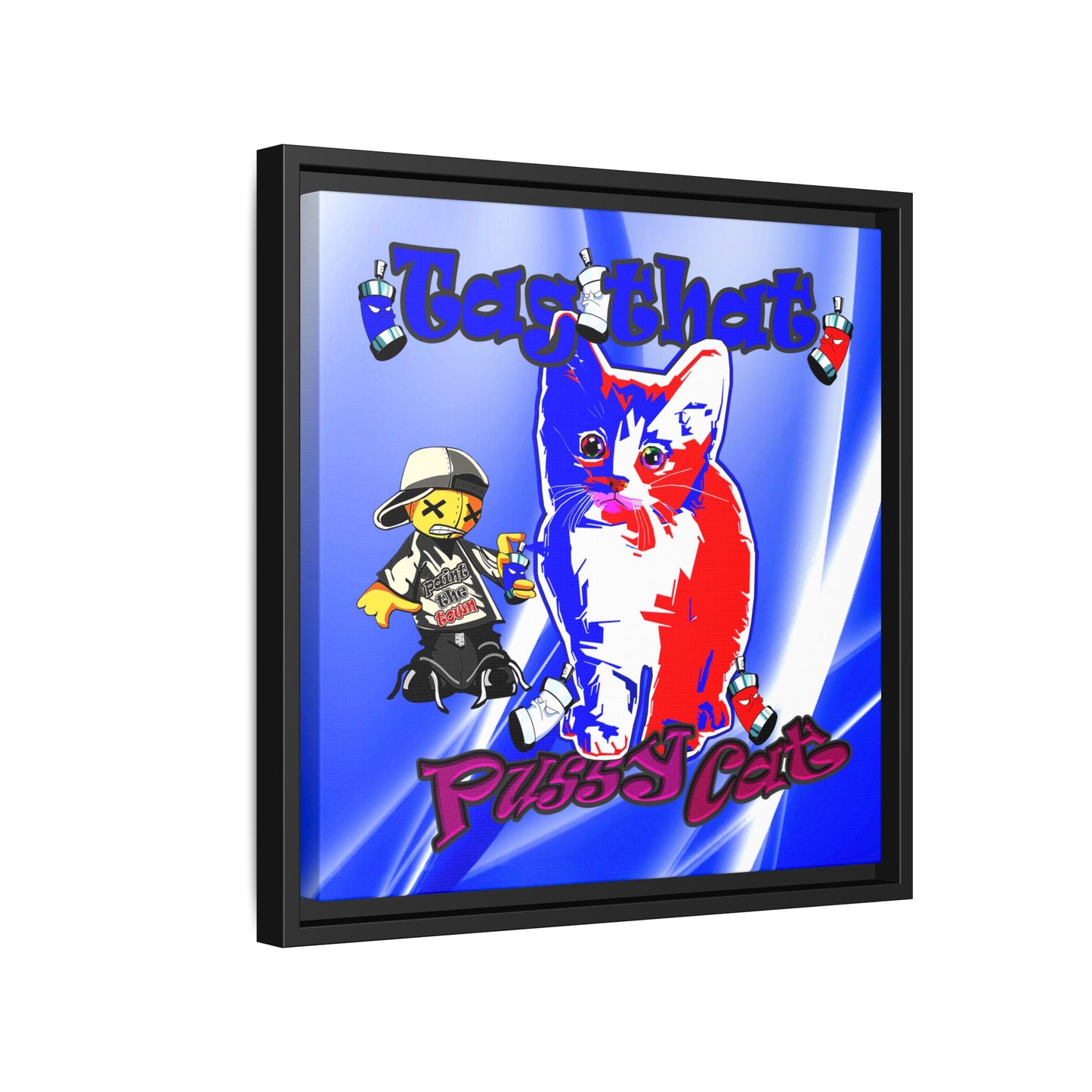 tag that - framed canvas art (blue-white wave)