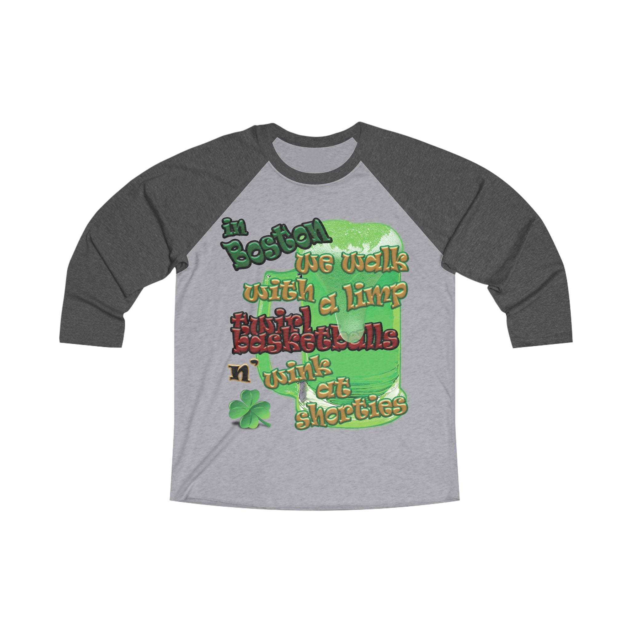 celtics logo - Unisex Tri-Blend 3\4 Raglan Tee