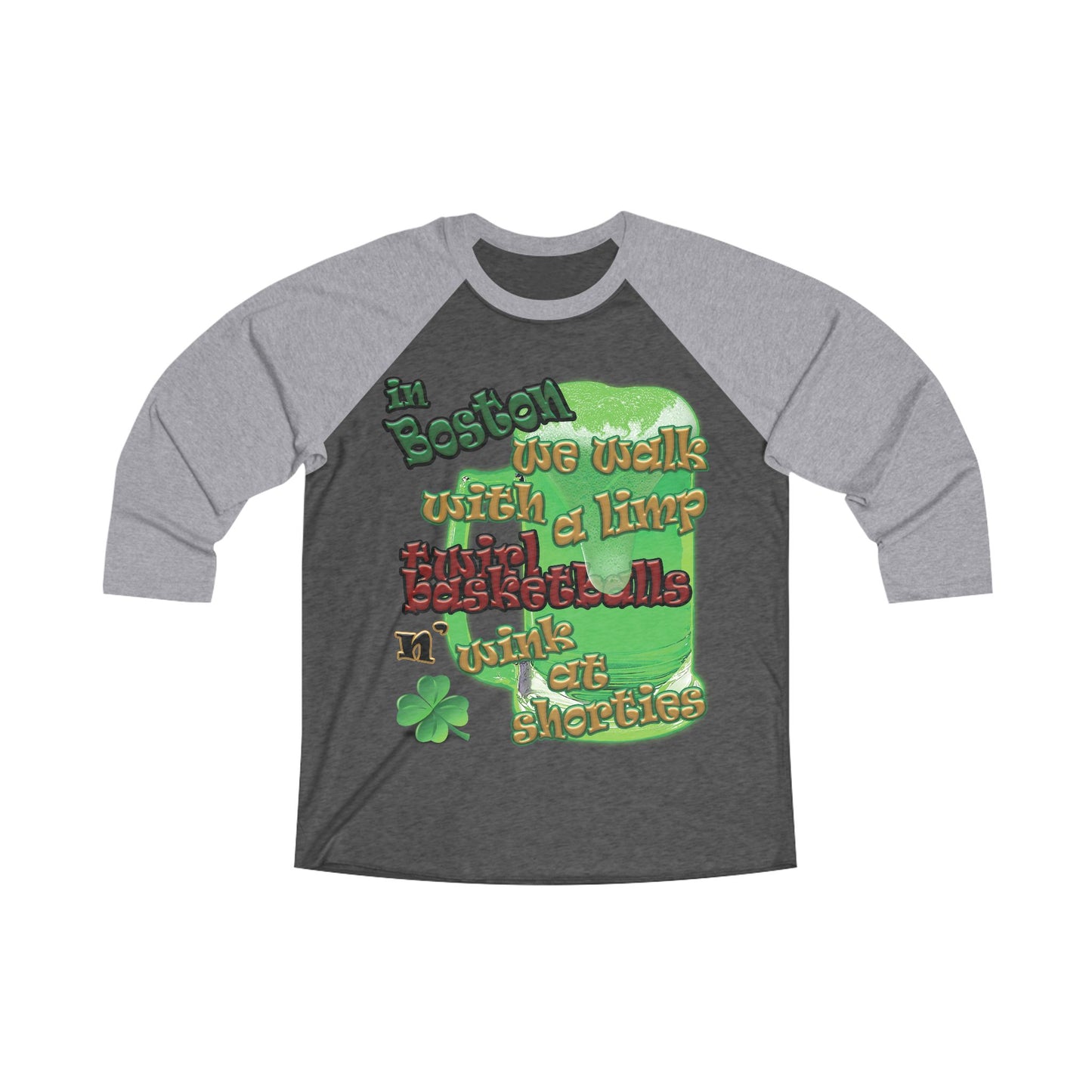 celtics logo - Unisex Tri-Blend 3\4 Raglan Tee