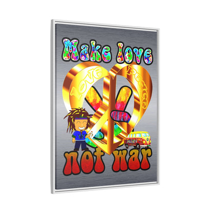 love peace - framed canvas art (brushed nickel)