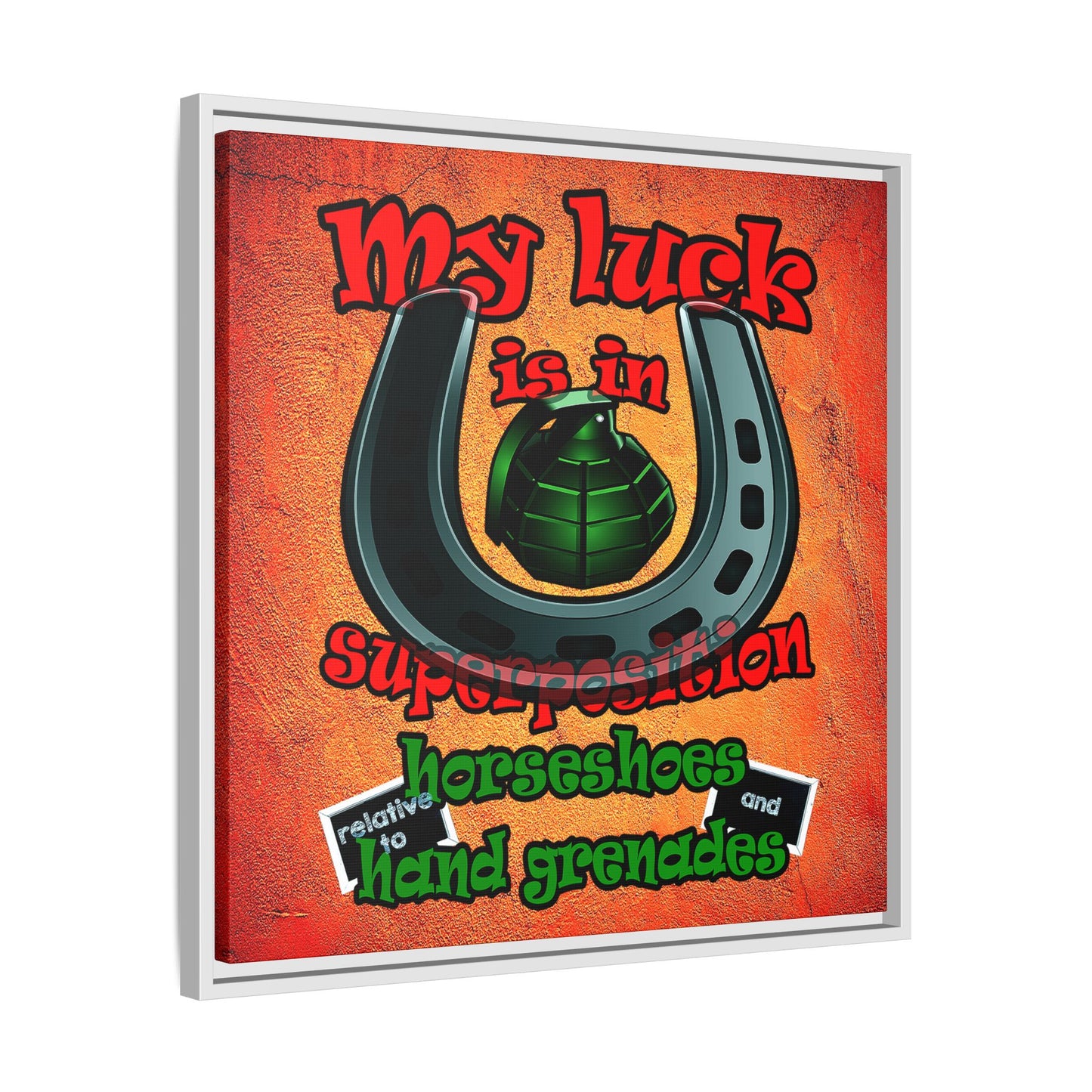 my luck - framed canvas art (burnt orange)