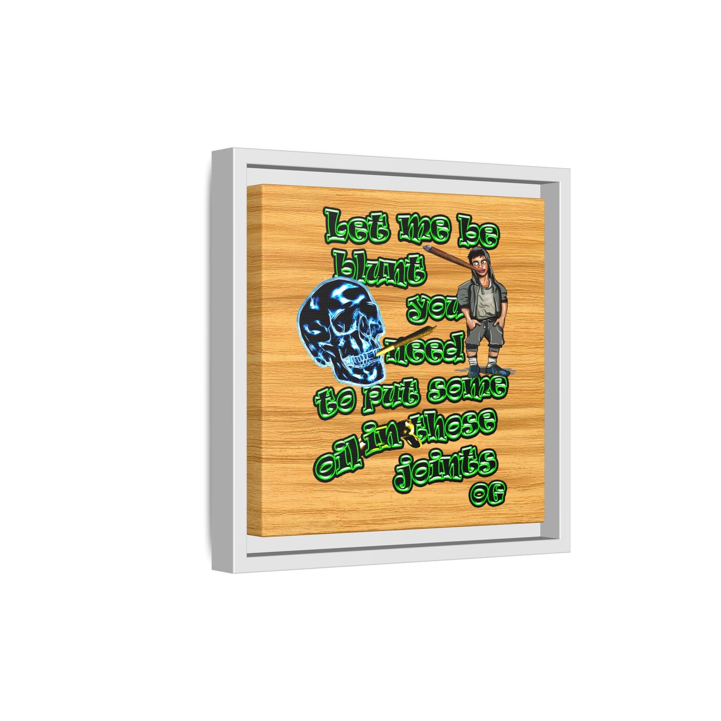 og - framed canvas art (butterscotch wood finish)