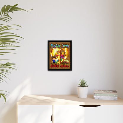 love peace - framed canvas art (brown papyrus)