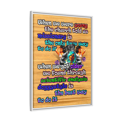 doggystyle - framed canvas art (butterscotch wood finish)