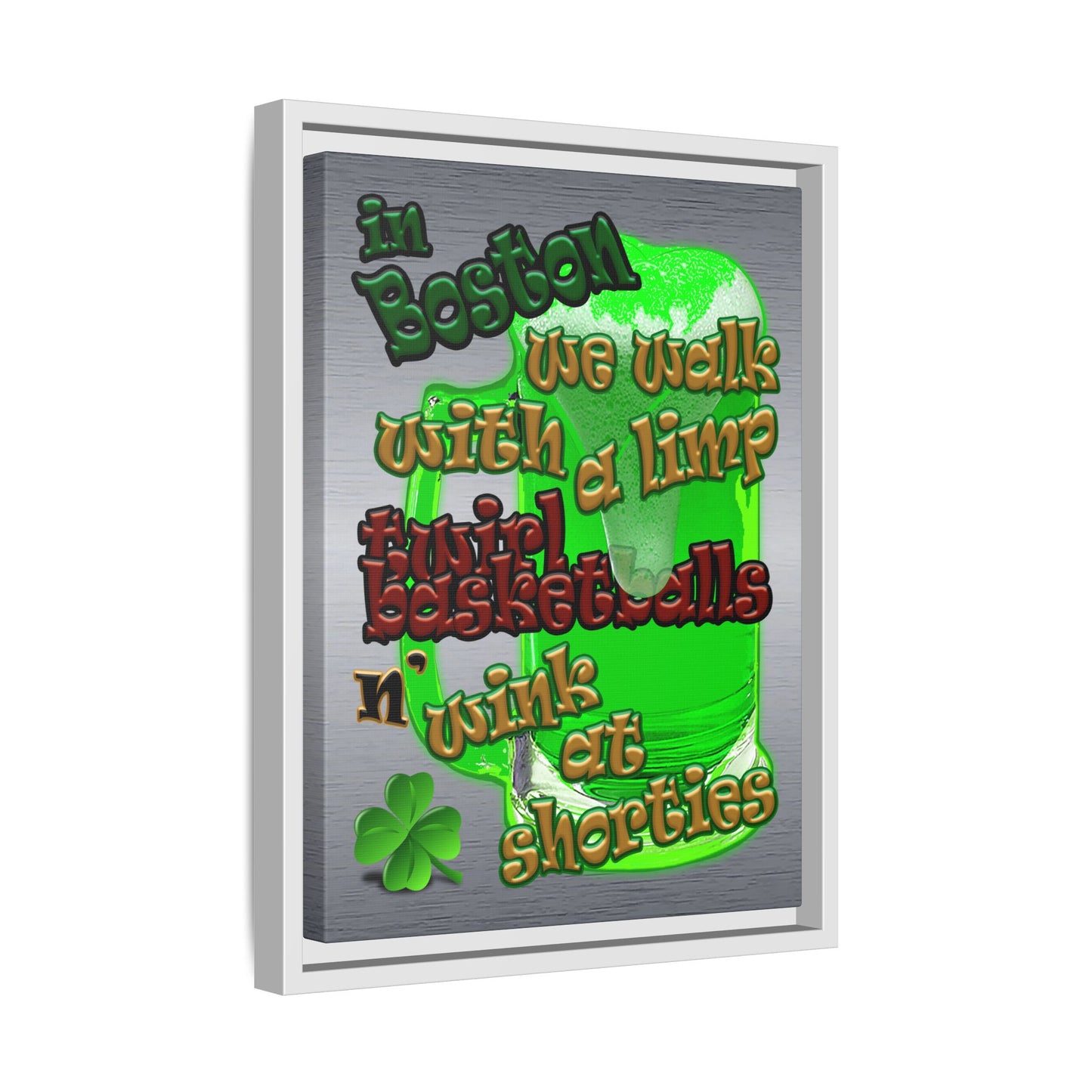 celtics logo - framed canvas art (brushed nickel)