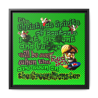 christmas spirits of boston - framed canvas art (logo green)