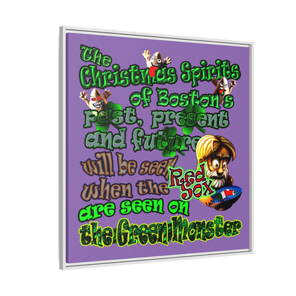 christmas spirits of boston - framed canvas art (light purple)