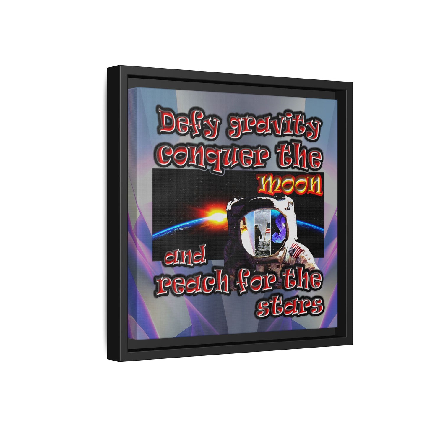 defy conquer reach - framed canvas art (grey-pink wave)