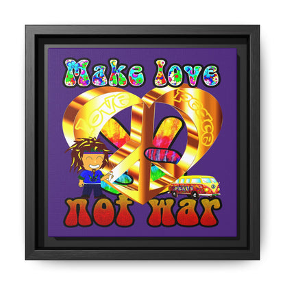 love peace - framed canvas art (purple)