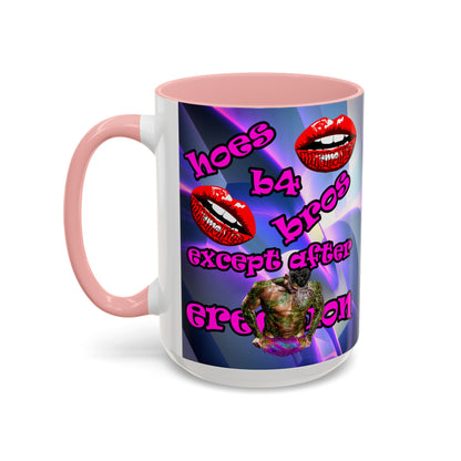 hoes b4 bros - Accent Mug (grey-pink wave)