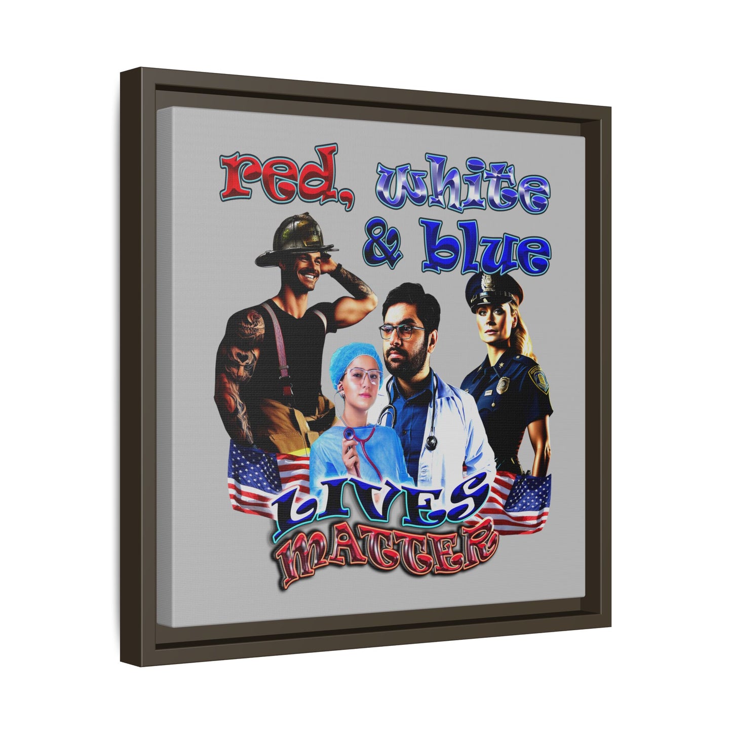 rw&b lives matter - framed canvas art (light grey)
