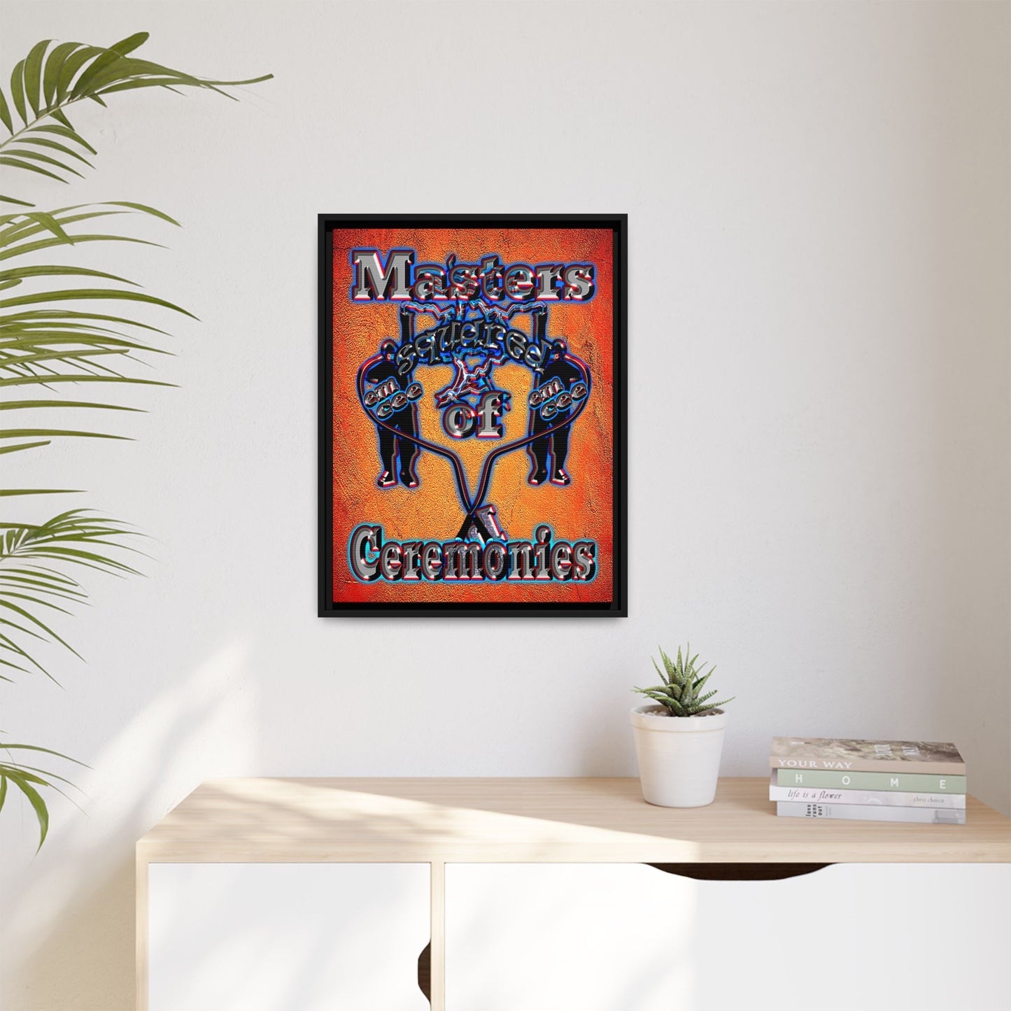 em cee squared - framed canvas art (burnt orange)