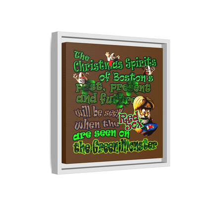 christmas spirits of boston - framed canvas art (brown)