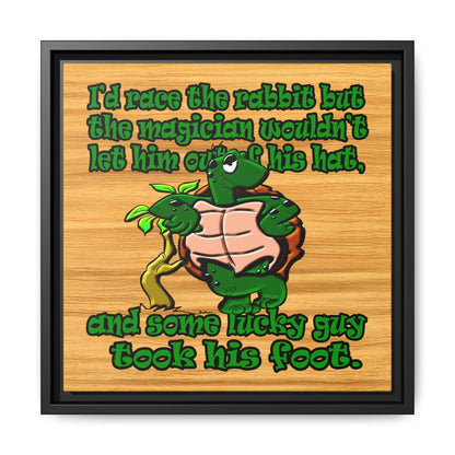 turtle race - framed canvas art (butterscotch wood finish)