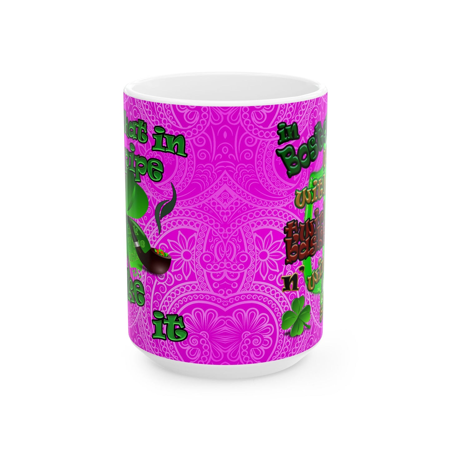 celtics logo - White Mug (pink swirl)