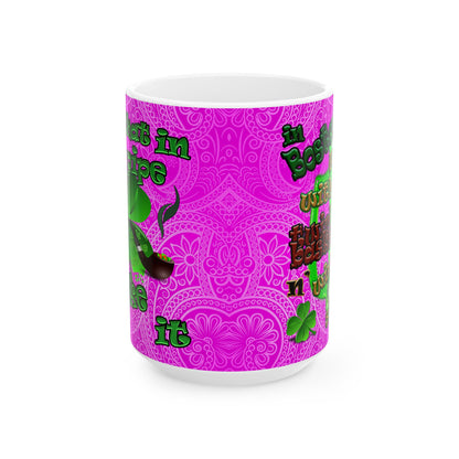 celtics logo - White Mug (pink swirl)