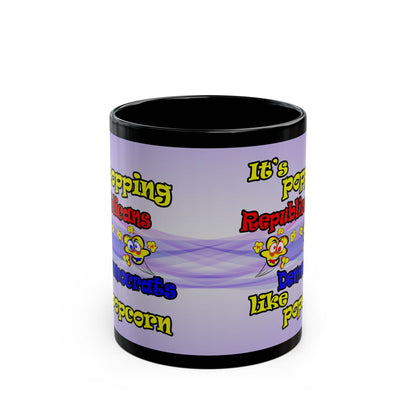 popping like popcorn - Black Mug (light blue-pink wave)