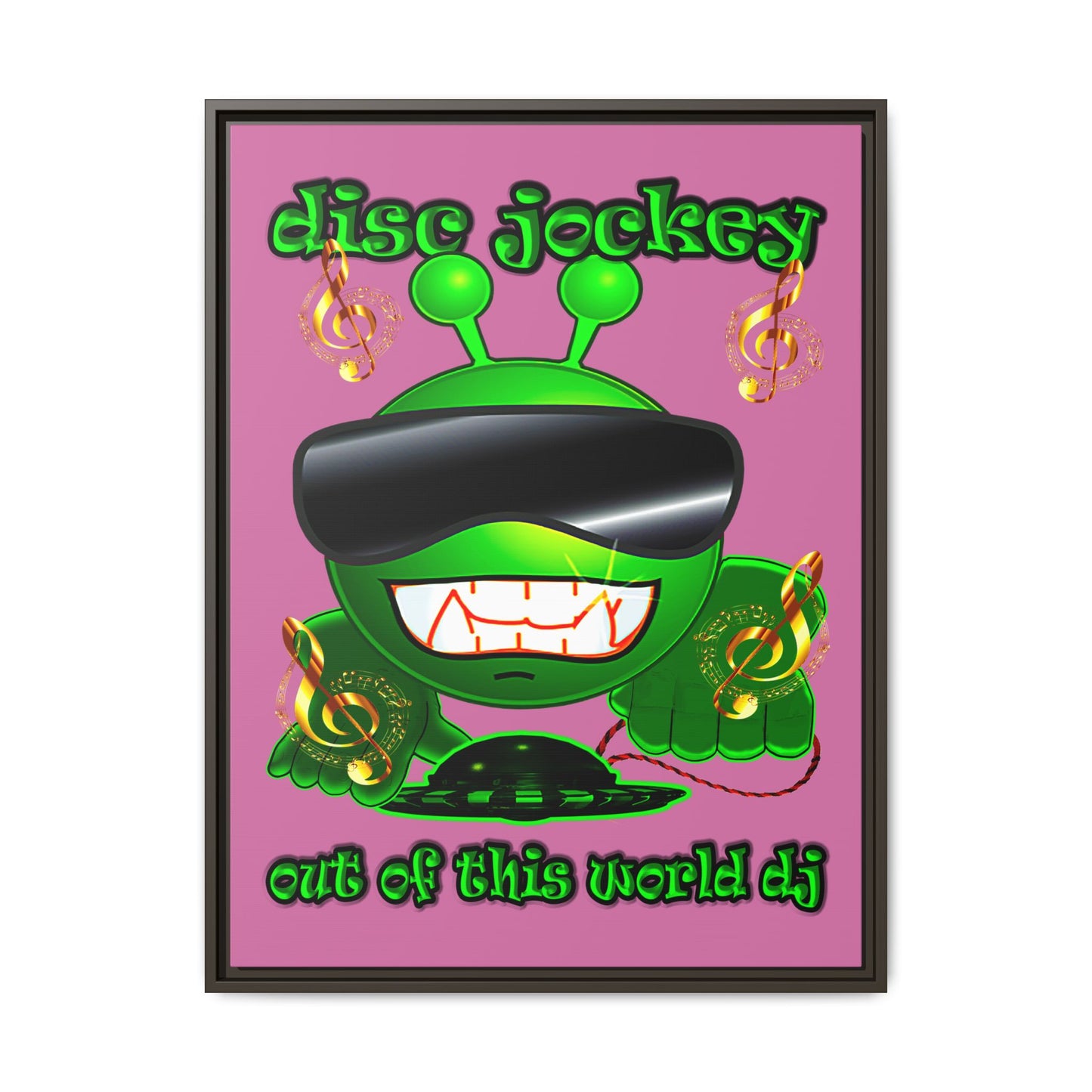 disc jockey - framed canvas art (light pink)
