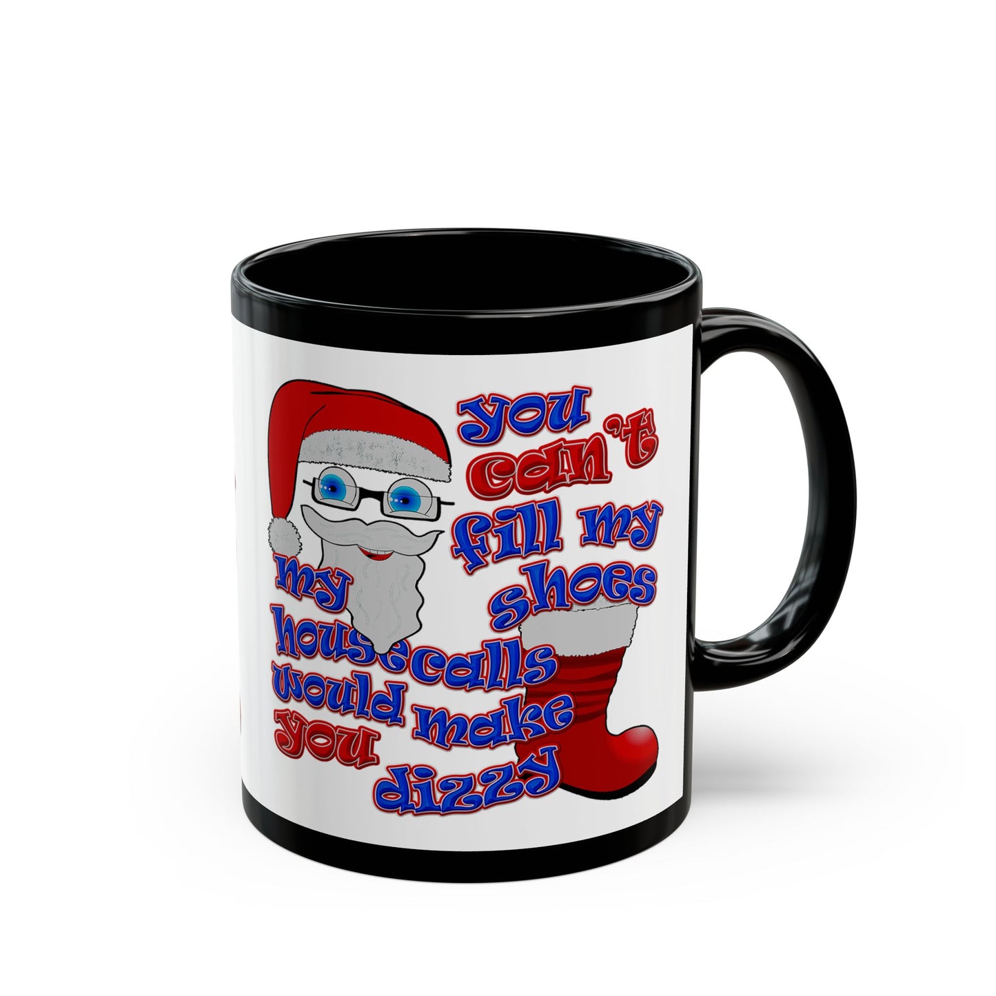 santa's shoes - Black Mug (white)