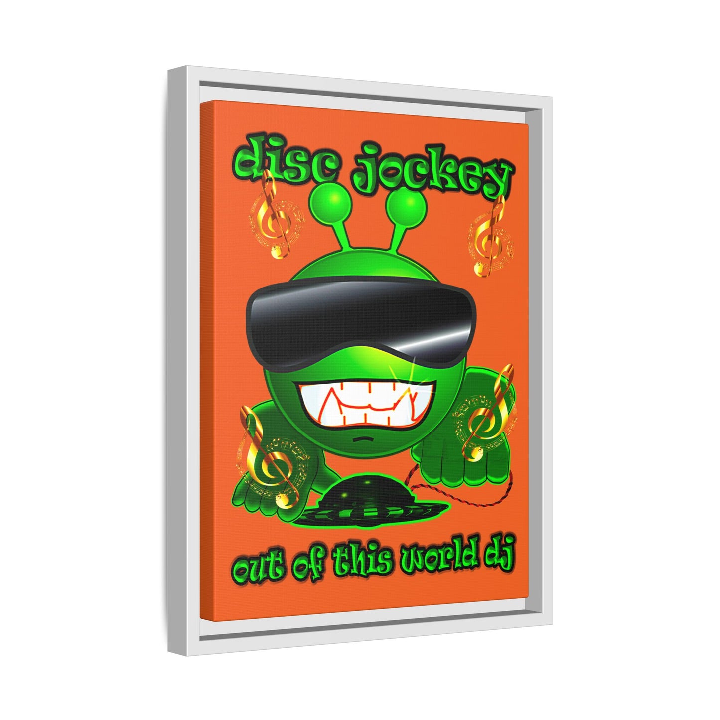 disc jockey - framed canvas art (orange)